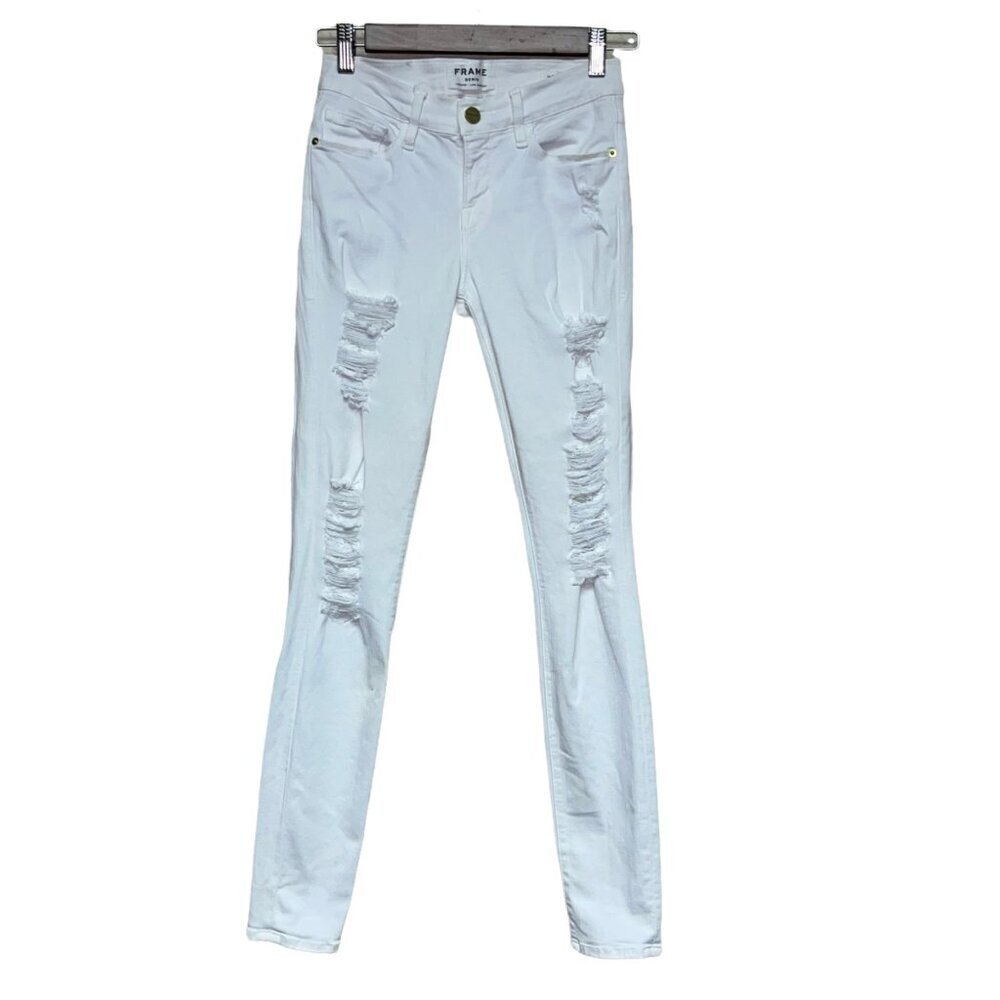 Frame Denim Le Skinny de Jeanne White Distressed Jeans Women's Size 26